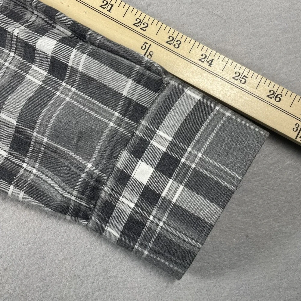 Banana Republic Button Down Mens L Gray Plaid Tailored Slim Fit Long Slv Shirt